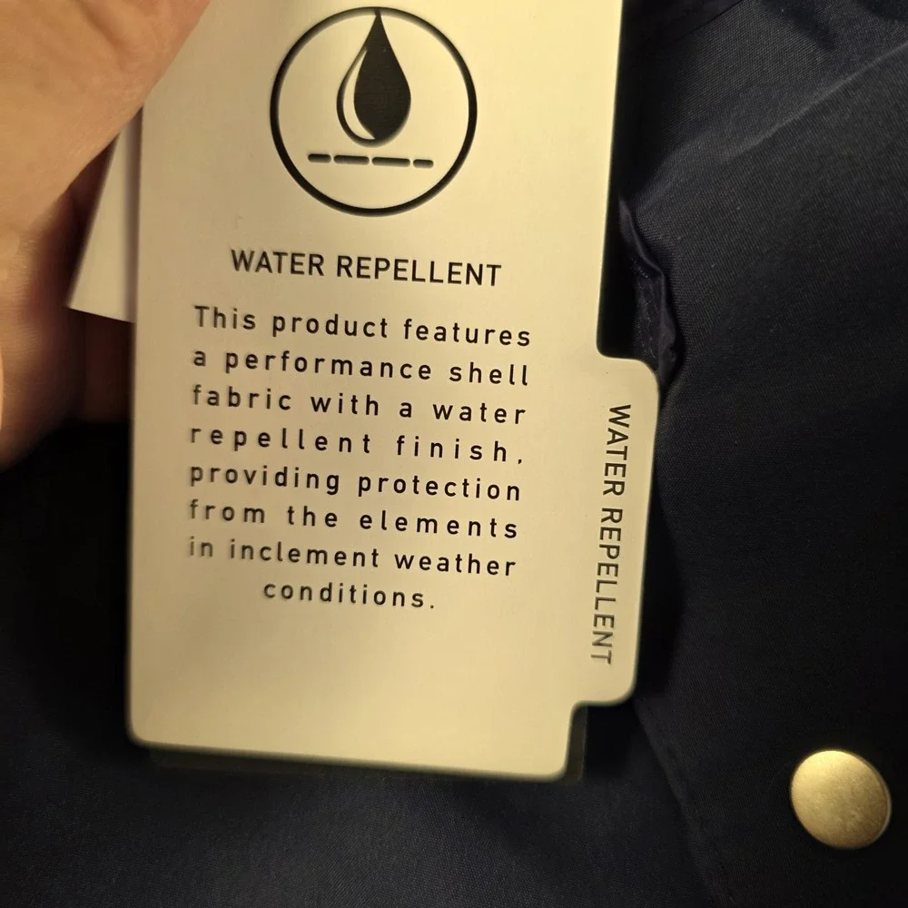 RLX Ralph Lauren Packable Performance Hooded‎ Rain Jacket Womens L Vented Blue